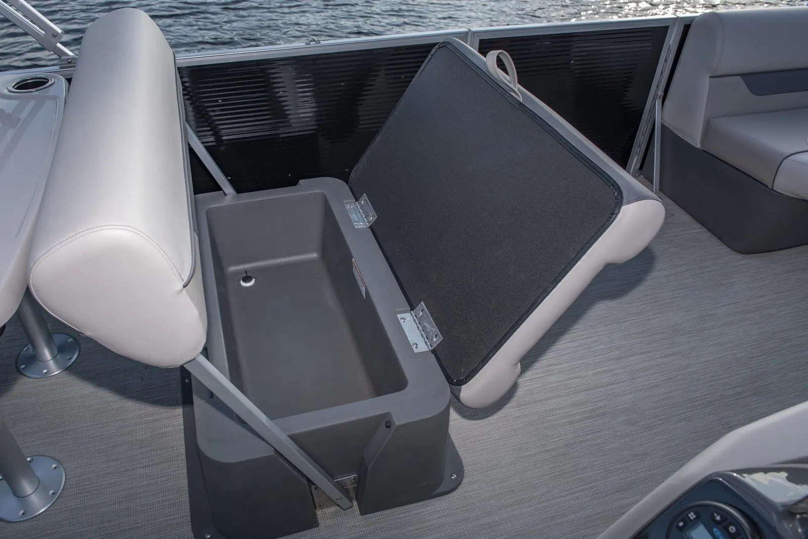 The 2023 Vectra Tritoon on the water 3